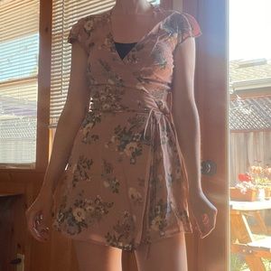 Reformation floral mini wrap dress